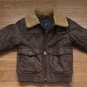 GAP Kids Chocolate Brown Jacket with Shearling Collar